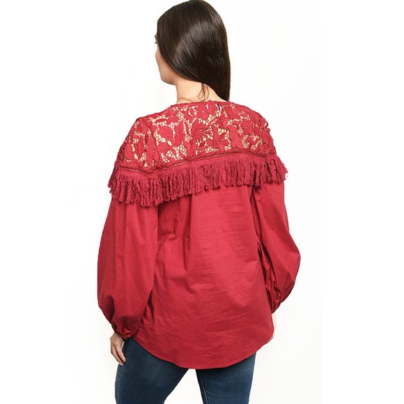 PLUS Western Rodeo Cowgirl Lace Tassel Fringe Top - Picture 3 of 10